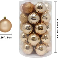 34pcs Champagne Christmas Ball Ornaments 2.36in -Christmas Decorations Store 34Pcs Christmas Ball Ornaments Champagne 5 结果 600x559 1