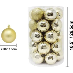 34pcs Gold Christmas Ball Ornaments -Christmas Decorations Store 34Pcs Christmas Ball Ornaments Gold 2 1
