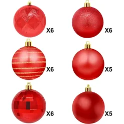 34pcs Red Christmas Ball Ornaments -Christmas Decorations Store 34Pcs Christmas Ball Ornaments Red 1 1