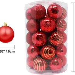 34pcs Red Christmas Ball Ornaments -Christmas Decorations Store 34Pcs Christmas Ball Ornaments Red 4 600x535 1