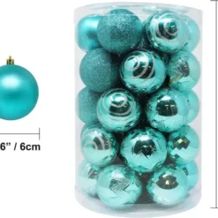 34pcs Teal Christmas Ball Ornaments -Christmas Decorations Store 34Pcs Christmas Ball Ornaments Teal 4 600x517 1