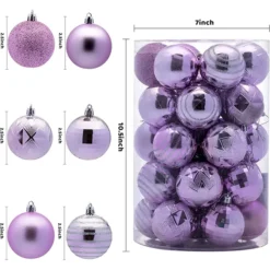 34pcs Lavender Christmas Ball Ornaments -Christmas Decorations Store 34ct Basic Christmas Ball Ornaments 3