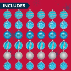 36pcs Blue And Silver Christmas Ornament Balls -Christmas Decorations Store 36Pcs Blue and Silver Christmas Ornaments 5 1 600x600 1