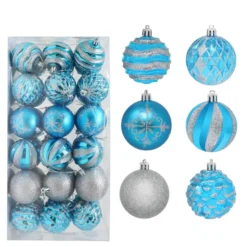 36pcs Blue And Silver Christmas Ornament Balls