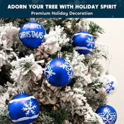 36Pcs Deluxe Christmas Ball Ornaments 2.36in Blue & White -Christmas Decorations Store 36Pcs Deluxe Christmas Ball Ornaments 2.36in Blue White 4