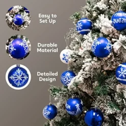 36Pcs Deluxe Christmas Ball Ornaments 2.36in Blue & White -Christmas Decorations Store 36Pcs Deluxe Christmas Ball Ornaments 2.36in Blue White 6