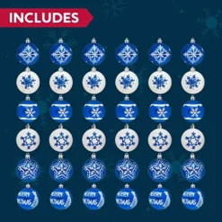 36Pcs Deluxe Christmas Ball Ornaments 2.36in Blue & White -Christmas Decorations Store 36Pcs Deluxe Christmas Ball Ornaments 2.36in Blue White 7