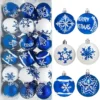 36Pcs Deluxe Christmas Ball Ornaments 2.36in Blue & White 1 36Pcs Deluxe Christmas Ball Ornaments 2.36in Blue & White -Christmas Decorations Store 36Pcs Deluxe Christmas Ball Ornaments 2.36in Blue amp White