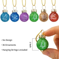 36pcs Mini Glittered Glass Patterned Christmas Balls -Christmas Decorations Store 36Pcs Mini Glitter Glass Patterned Balls Ornaments 4 result 600x600 1