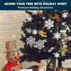 36pcs White Glitter Snowflake Christmas Ornaments -Christmas Decorations Store 36Pcs White Snowflake Ornaments Christmas 3 600x600 1