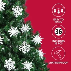 36pcs White Glitter Snowflake Christmas Ornaments -Christmas Decorations Store 36Pcs White Snowflake Ornaments Christmas 6 600x600 1