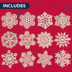 36pcs Hanging Christmas Wooden Snowflake Ornament -Christmas Decorations Store 36Pcs Wooden Snowflakes Hanging Ornaments 6 1