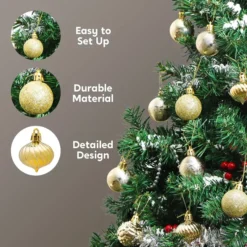 36pcs Gold Christmas Ball Ornaments 1.57in -Christmas Decorations Store 36pcs Gold Christmas Ball Ornaments 1 6 600x600 1