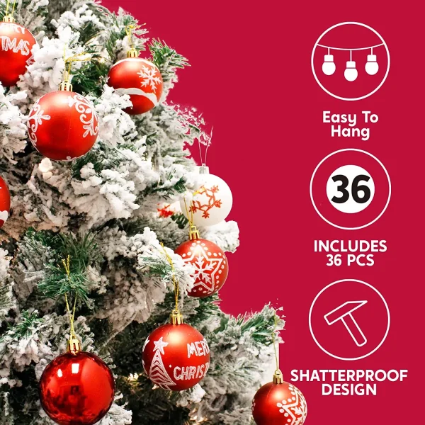 36pcs Shatterproof Red And White Christmas Ball Ornaments 4 36pcs Shatterproof Red And White Christmas Ball Ornaments - Image 2