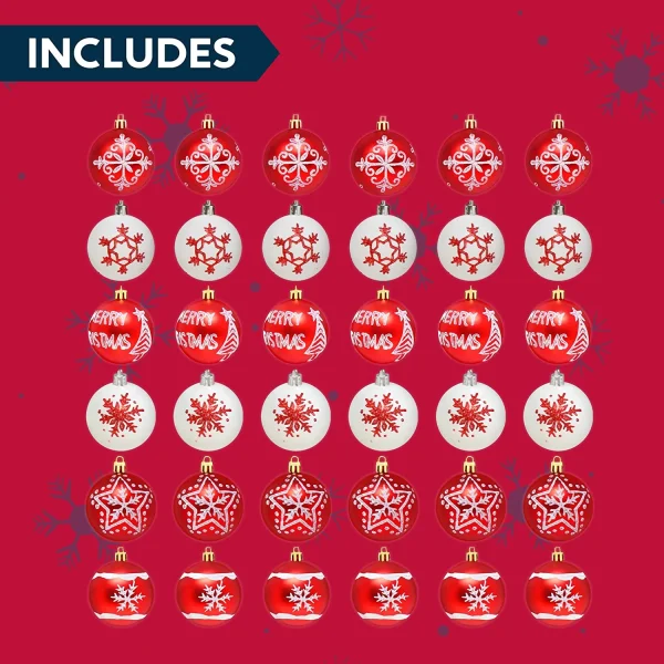 36pcs Shatterproof Red And White Christmas Ball Ornaments 8 36pcs Shatterproof Red And White Christmas Ball Ornaments - Image 6
