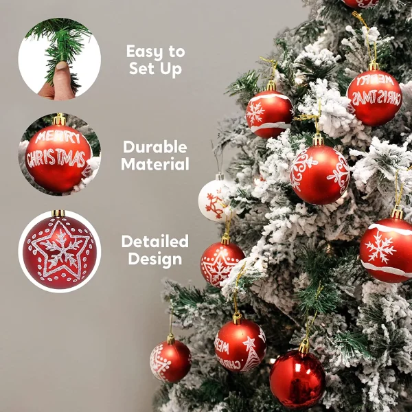 36pcs Shatterproof Red And White Christmas Ball Ornaments 6 36pcs Shatterproof Red And White Christmas Ball Ornaments - Image 4