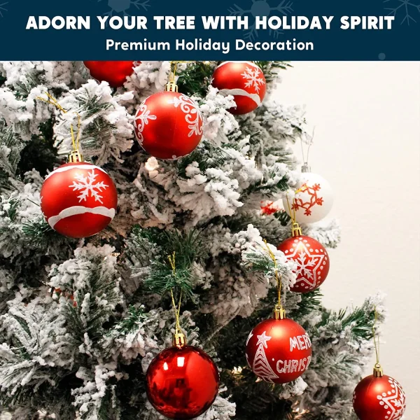 36pcs Shatterproof Red And White Christmas Ball Ornaments 5 36pcs Shatterproof Red And White Christmas Ball Ornaments - Image 3