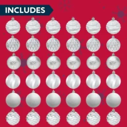 36pcs White And Silver Christmas Ball Ornaments -Christmas Decorations Store 36pcs White and Silver Christmas Ball Ornaments 3 600x600 1