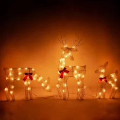 3pcs Light Up Yard Reindeer Family Decoration -Christmas Decorations Store 3Pcs 2D Incandescent Yard Lights 5 600x600 1