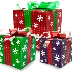 3Pcs 50 LED Christmas Light Boxes Decor (Snowflakes)