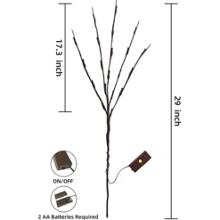 3Pcs Branch Lights, Warm White 29in -Christmas Decorations Store 3Pcs 7 LED Christmas Multicolor Bubble String Lights 7ft