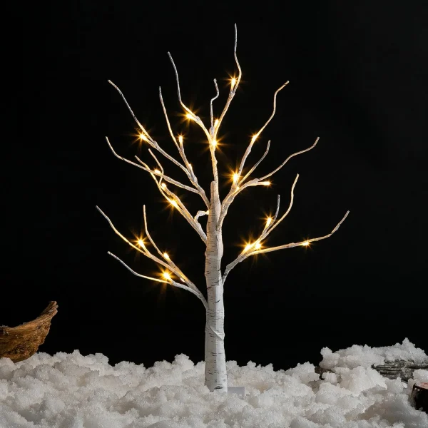 3Pcs White Birch Tree With 24 LED Lights 2ft 4 3Pcs White Birch Tree With 24 LED Lights 2ft - Image 2