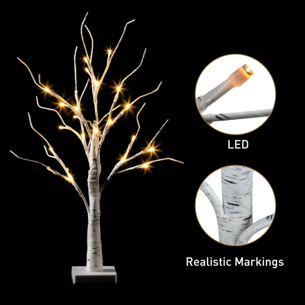 3Pcs White Birch Tree With 24 LED Lights 2ft 8 3Pcs White Birch Tree With 24 LED Lights 2ft - Image 6