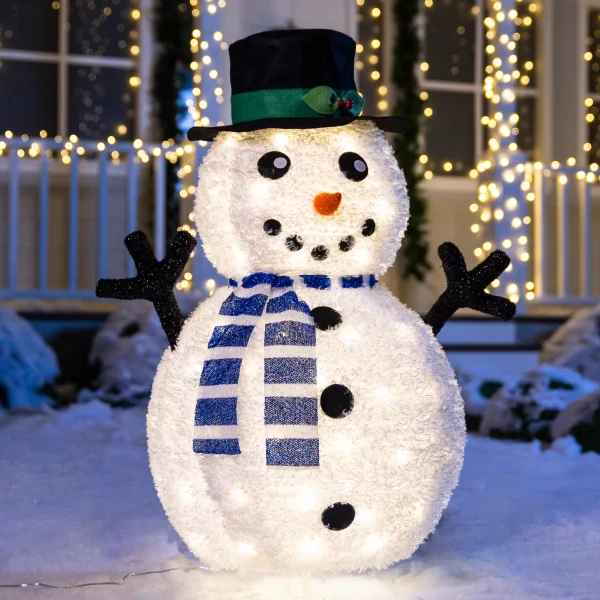 3ft 100 LED Collapsible Snowman Yard Decoration Lighted 3 3ft 100 LED Collapsible Snowman Yard Decoration Lighted