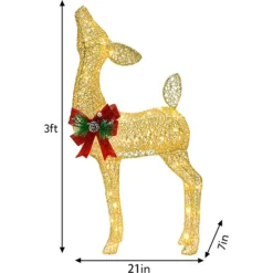 3ft Fabric Gold Fawn Christmas Yard Lights -Christmas Decorations Store 3ft Fabric Gold Fawn Christmas Yard Lights 1