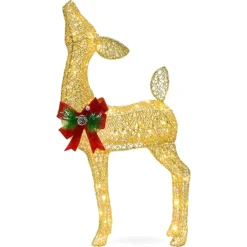 3ft Fabric Gold Fawn Christmas Yard Lights -Christmas Decorations Store 3ft Fabric Gold Fawn Christmas Yard Lights 3