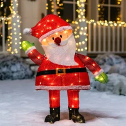 3ft 70 LED Tinsel Santa Yard Decoration Lighted -Christmas Decorations Store 3ft LED Yard Light Tinsel Santa 4 result 600x600 1