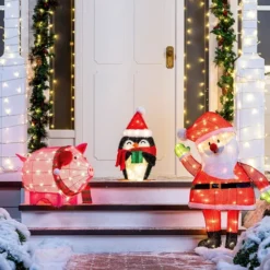 3ft 70 LED Tinsel Santa Yard Decoration Lighted -Christmas Decorations Store 3ft LED Yard Light Tinsel Santa 8 result 600x514 1