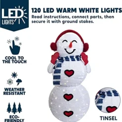 3ft LED Yard Lights - Collapsible Snowman With Earmuffs -Christmas Decorations Store 3ft LED Yard Lights Collapsible Snowman with Earmuffs 4
