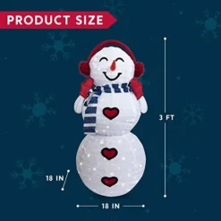 3ft LED Yard Lights - Collapsible Snowman With Earmuffs -Christmas Decorations Store 3ft LED Yard Lights Collapsible Snowman with Earmuffs 5