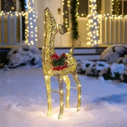3ft Fabric Gold Fawn Christmas Yard Lights -Christmas Decorations Store 3ft LED Yard Lights Fabric Gold Fawn 3 result 600x600 1