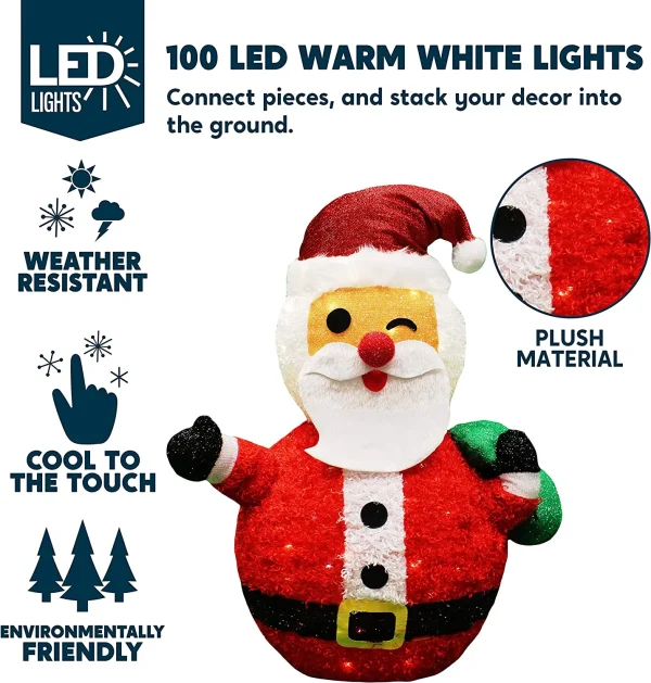 3ft 100 LED Plush Collapsible Santa 4 3ft 100 LED Plush Collapsible Santa - Image 2