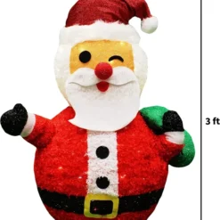 3ft 100 LED Plush Collapsible Santa 13 3ft 100 LED Plush Collapsible Santa -Christmas Decorations Store 3ft Tinsel Collapsible Santa LED Yard Light 6 result 600x683 1