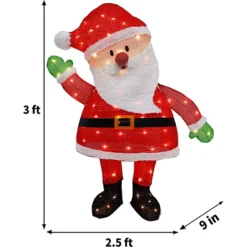 3ft 70 LED Tinsel Santa Yard Decoration Lighted -Christmas Decorations Store 3ft Tinsel Santa Christmas Yard Light