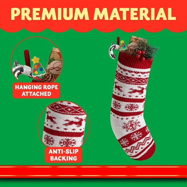 3pcs Large Christmas Knit Stocking Decoration 18in 7 3pcs Large Christmas Knit Stocking Decoration 18in - Image 5