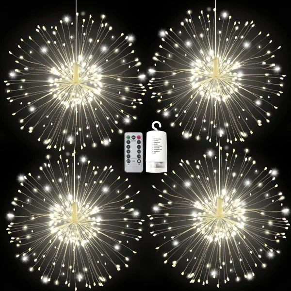 4pcs 120-Count LED Warm White Icicle Lights 4 4pcs 120-Count LED Warm White Icicle Lights - Image 2