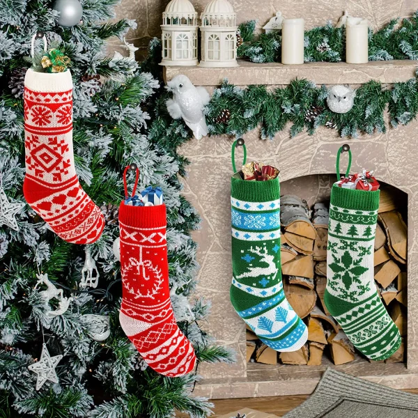 4 Pack Knit Christmas Stockings 18in 7 4 Pack Knit Christmas Stockings 18in - Image 5