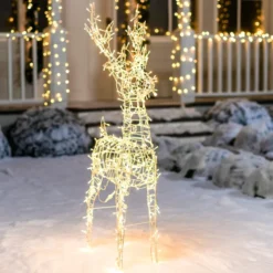 480 LED Warm White Wire Frame Reindeer 4.5ft -Christmas Decorations Store 4.5ft 5mm LED Yard Lights Wire Frame Buck 3 result 600x600 1