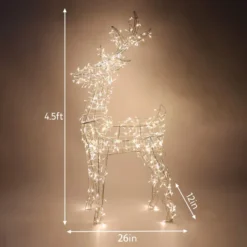 480 LED Warm White Wire Frame Reindeer 4.5ft -Christmas Decorations Store 4.5ft 5mm LED Yard Lights Wire Frame Buck 4 result 600x600 1