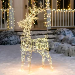 480 LED Warm White Wire Frame Reindeer 4.5ft -Christmas Decorations Store 4.5ft 5mm LED Yard Lights Wire Frame Buck 5 result 600x600 1