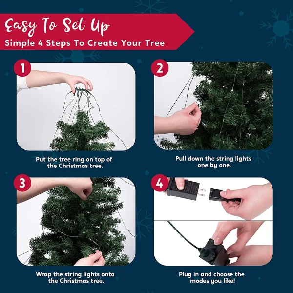 400 LED Christmas Tree String Light With Ring 8.5ft (Warm White) 6 400 LED Christmas Tree String Light With Ring 8.5ft (Warm White) - Image 4