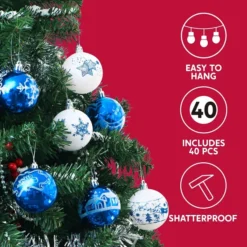 40pcs Blue And White Christmas Ball Ornaments -Christmas Decorations Store 40pcs Blue and White Christmas Ball Ornaments 5 600x600 1