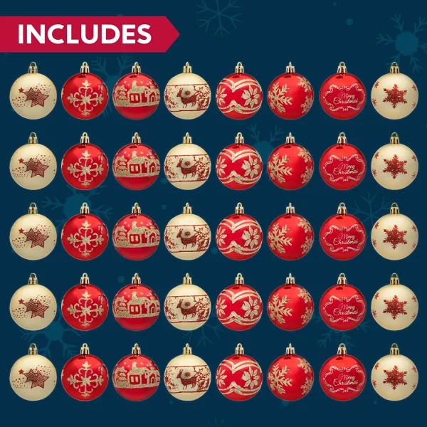 40pcs Red And Gold Christmas Ball Ornaments 8 40pcs Red And Gold Christmas Ball Ornaments - Image 6