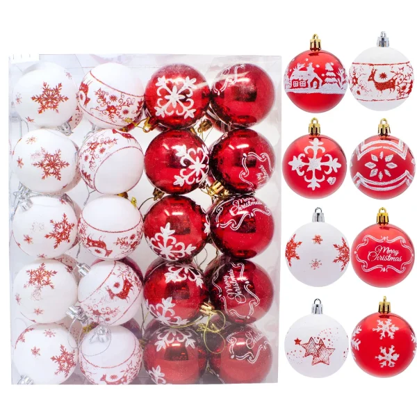 40pcs Red And White Christmas Ball Ornaments 3 40pcs Red And White Christmas Ball Ornaments