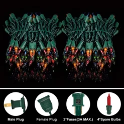 2x100 Multicolor Christmas Green Wire String Lights 21.3ft 10 2x100 Multicolor Christmas Green Wire String Lights 21.3ft -Christmas Decorations Store 42.6 FT 200 Count Christmas Multicolor Green Wire String Lights 3 result 600x600 1