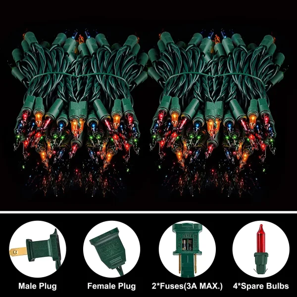 2x100 Multicolor Christmas Green Wire String Lights 21.3ft 5 2x100 Multicolor Christmas Green Wire String Lights 21.3ft - Image 3